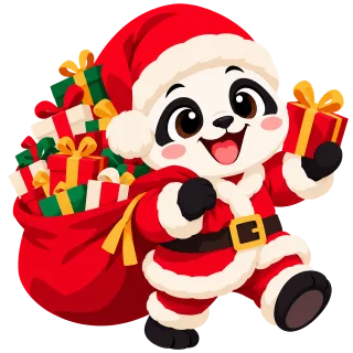 Christmas Panda Santa claus Stickdatei – Tiere