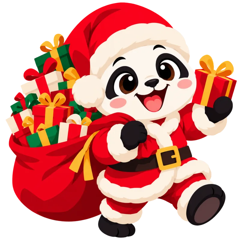 Christmas Panda Santa claus Stickdatei – Tiere
