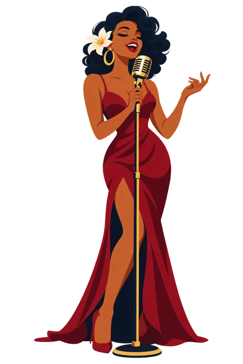 Female singer Jazz singer Vintage microphone Stickdatei – Musik