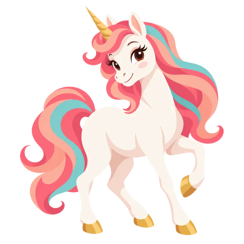 Unicorn White Cartoon Stickdatei – Kinder