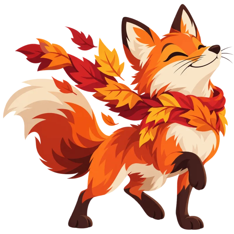 Autumn fox Fox with leaves Cute fox Stickdatei – Tiere