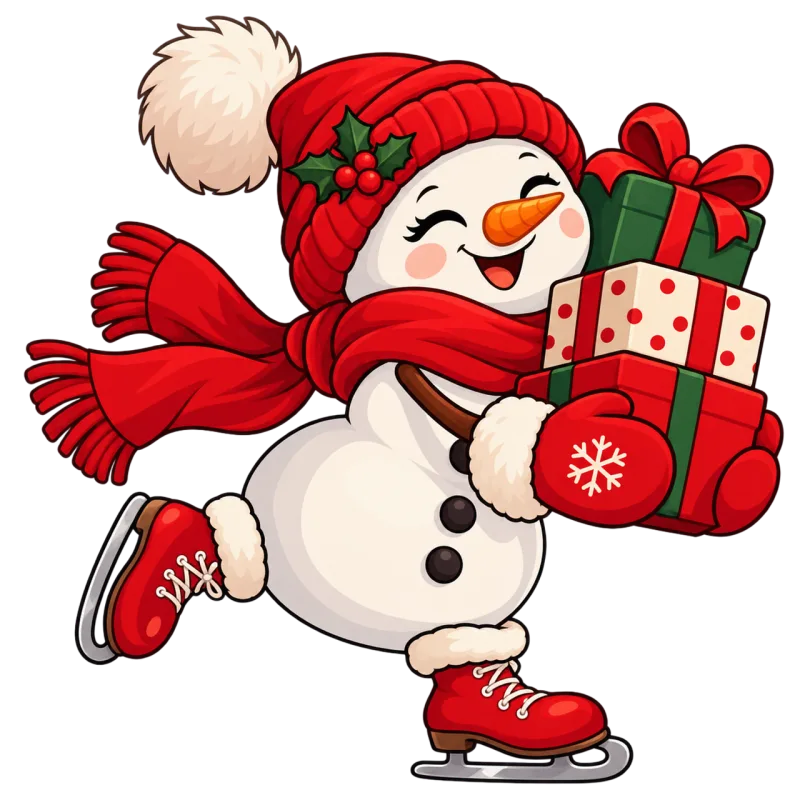 Snowman Ice skating Christmas Stickdatei – Weihnachten