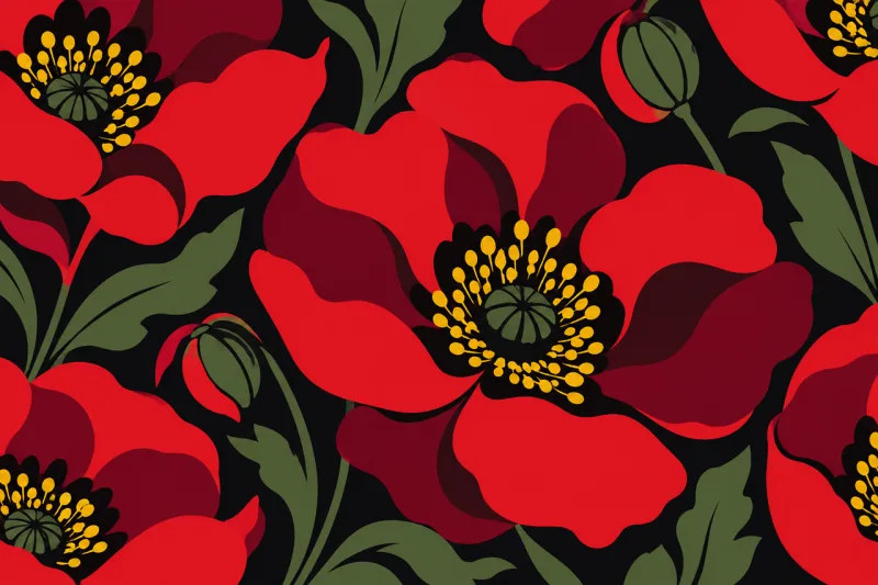 Red poppy Floral pattern Wildflower Stickdatei – Blumen