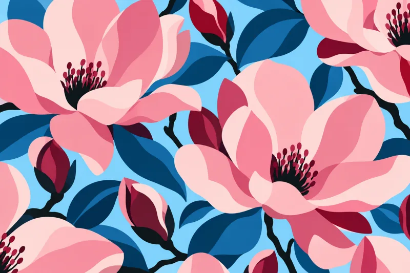Pink magnolia Magnolia flower Spring flowers Stickdatei – Blumen