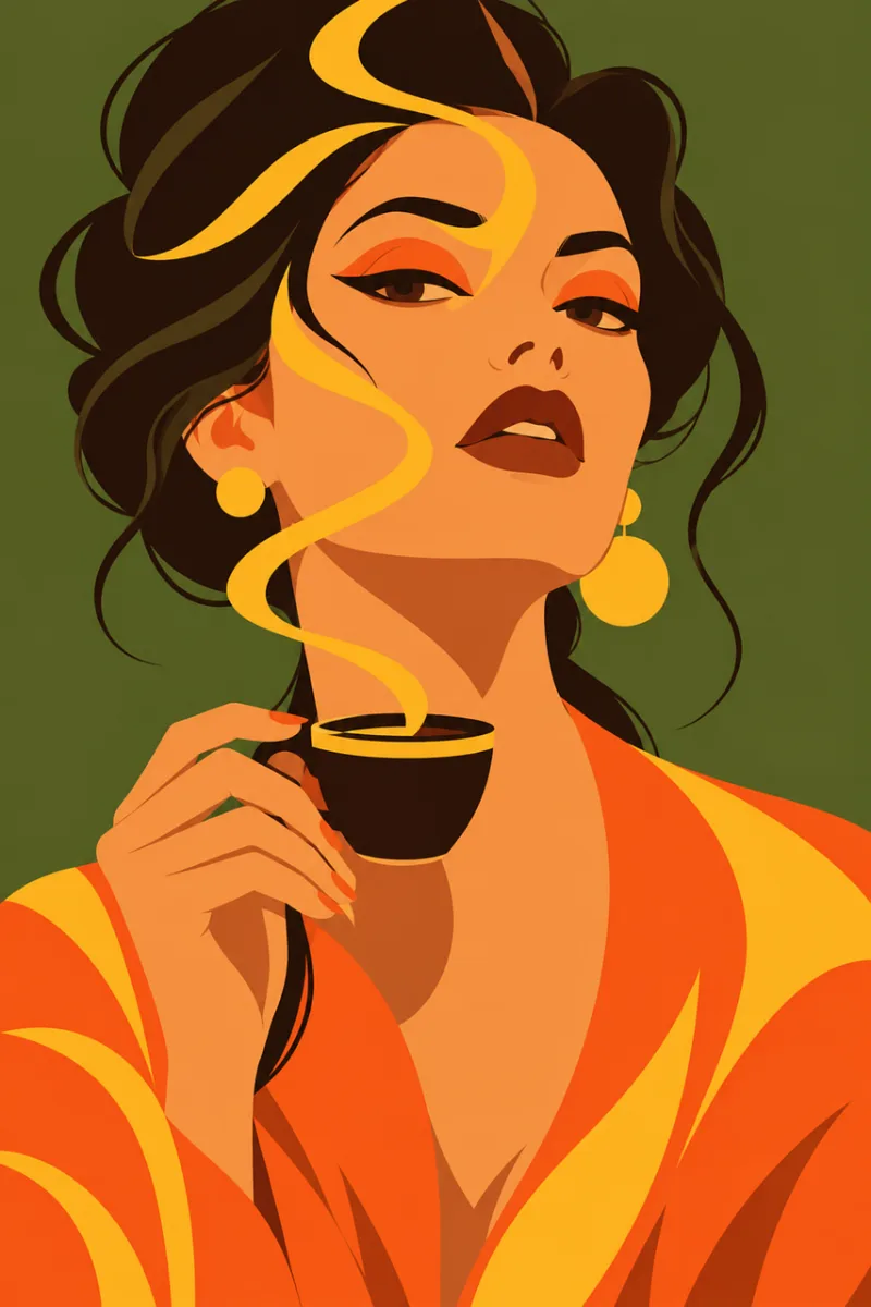 Woman Coffee Portrait Stickdatei – Essen & Trinken