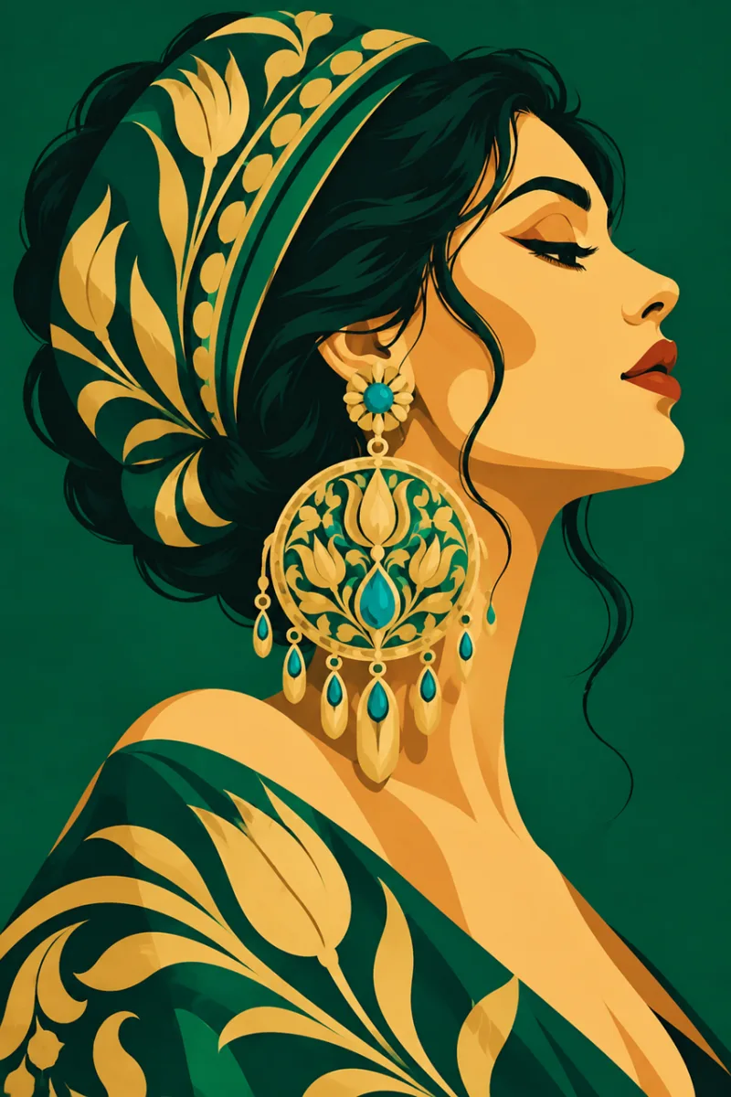 Turkish woman Turquoise jewelry Ornamental pattern Stickdatei – Blumen