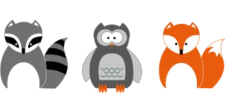 Raccoon Owl Fox Stickdatei