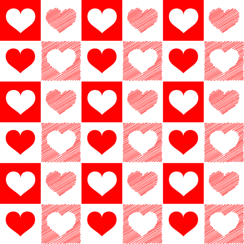 Card Checker Chequered Stickdatei – Herzen & Liebe