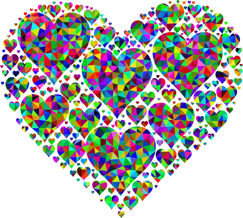 Fractal Colorful Prismatic Stickdatei – Herzen & Liebe