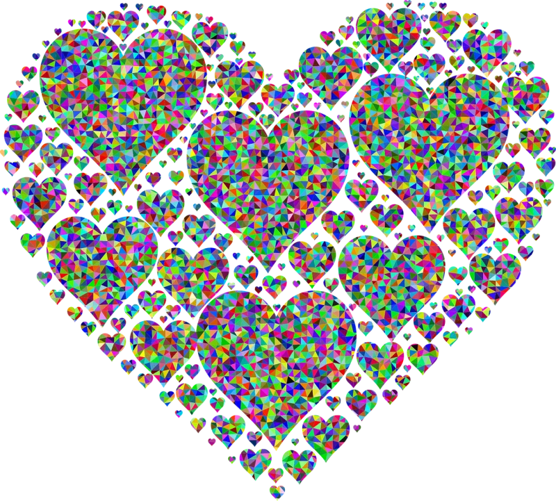 Fractal Colorful Prismatic Stickdatei – Herzen & Liebe