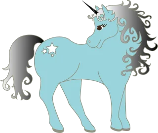 Unicorn Blue Silver Stickdatei