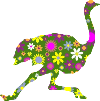 Running Ostrich Flower background Stickdatei