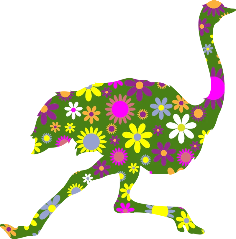 Running Ostrich Flower background Stickdatei – Sport