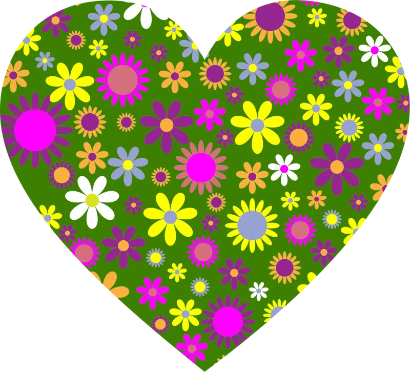 Retro Floral Flowers Stickdatei – Herzen & Liebe