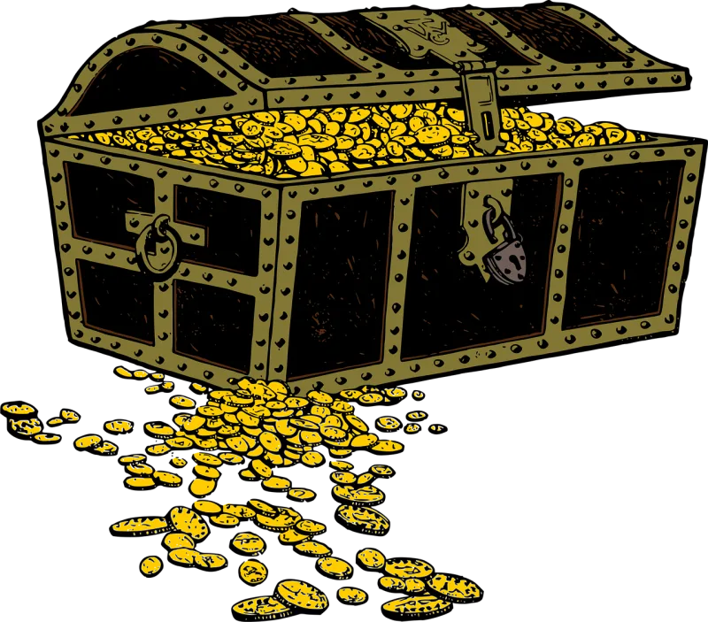 Chest Coins Gold Stickdatei – Kinder