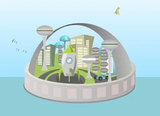 Alien City Cityscape Stickdatei