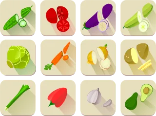 Alphabet word images Avocado Carrot Stickdatei