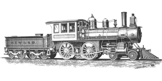Locomotive Monochrome Railroad Stickdatei