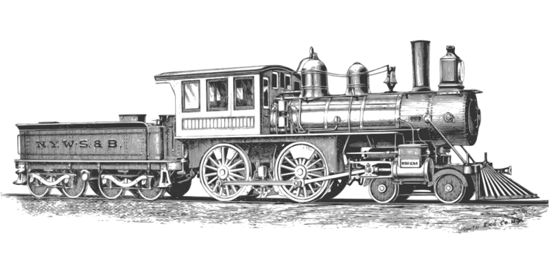 Locomotive Monochrome Railroad Stickdatei – Kinder