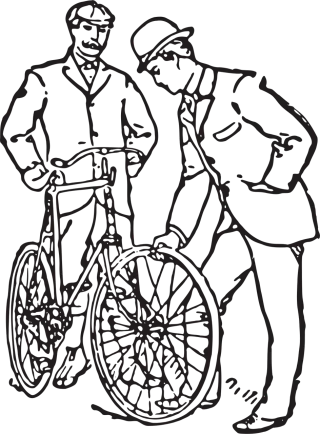 Antique Bicycle Men Stickdatei