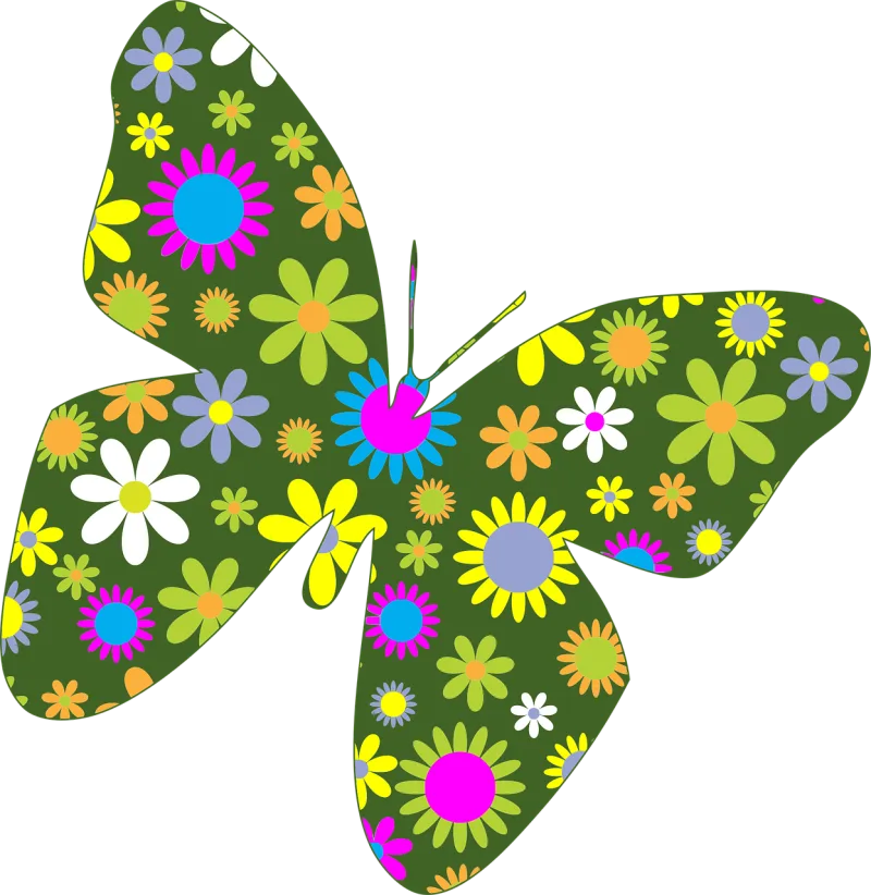 Butterflies Beautiful flowers Butterfly Stickdatei – Tiere