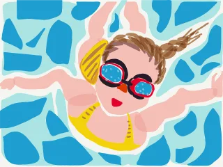 Girl Ocean Pool Stickdatei