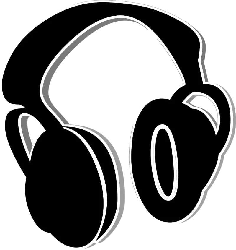 Black Headphones Hearing Stickdatei – Musik