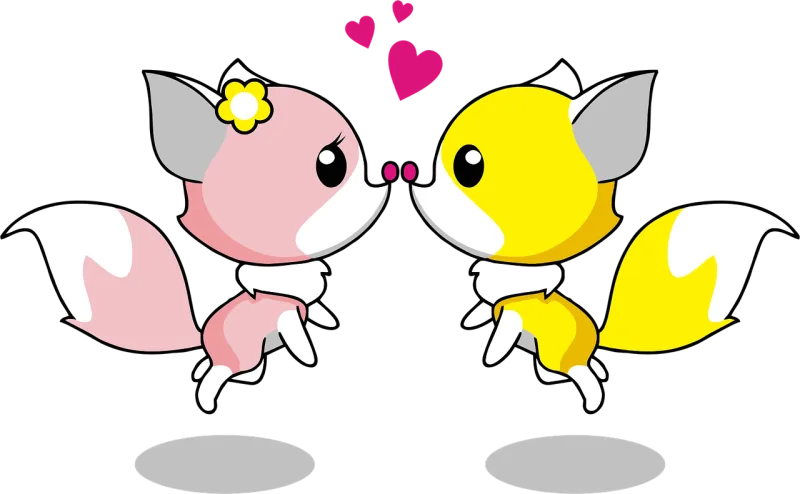 Anthropomorphized animals Cartoon Couple Stickdatei – Herzen & Liebe