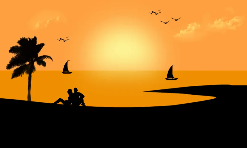 Couple Landscape Love Stickdatei – Natur