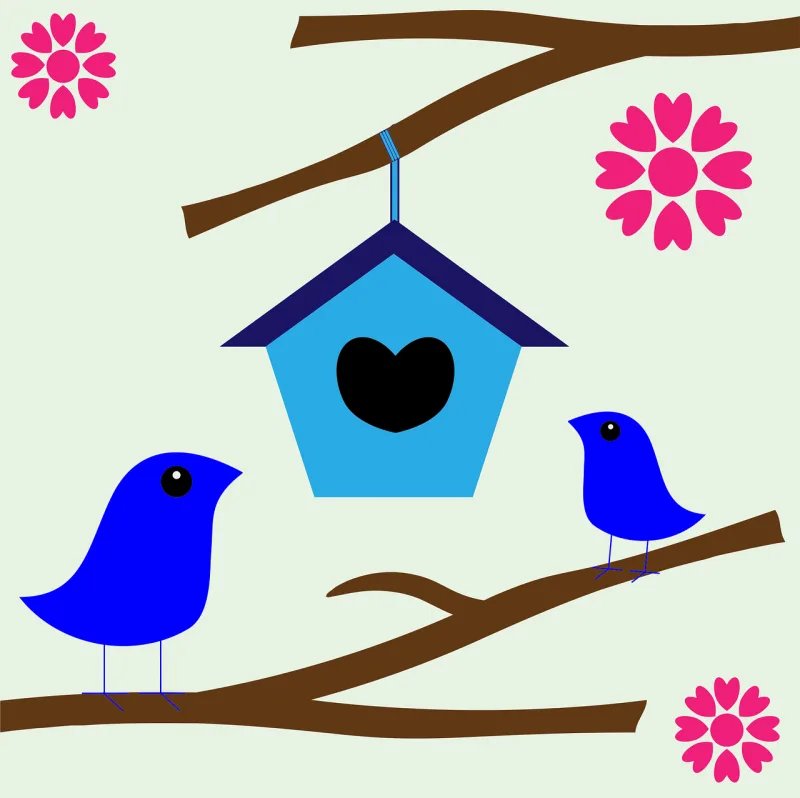 Birdhouse Nature Birds Stickdatei – Herzen & Liebe