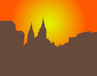 Church Dusk Landscape Stickdatei – Natur