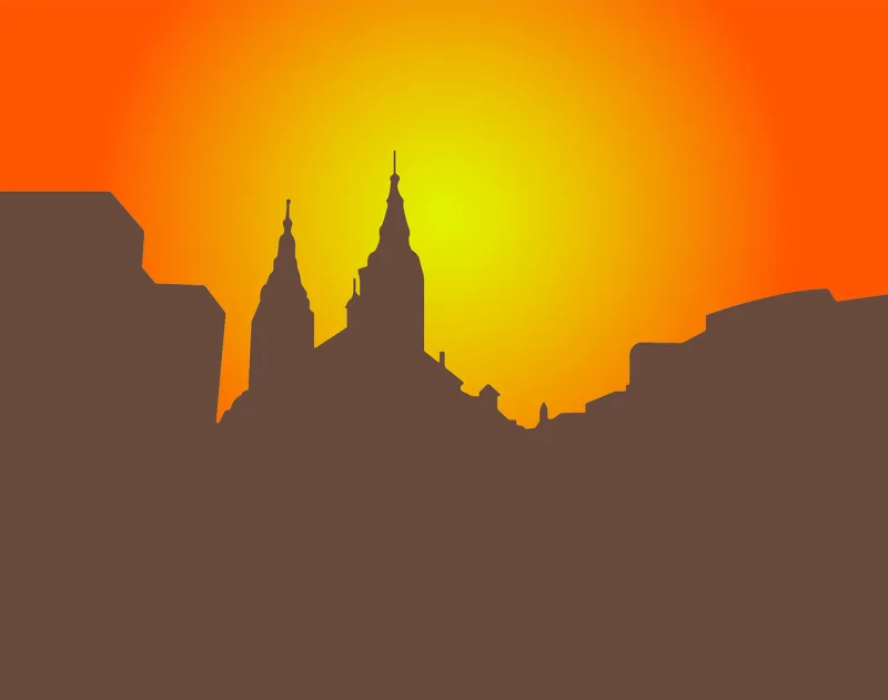 Church Dusk Landscape Stickdatei – Natur