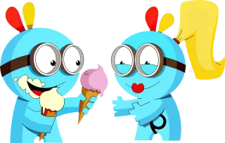 Boy Caring Cartoon Stickdatei