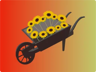 Sunflowers Wheelbarrow Nature Stickdatei