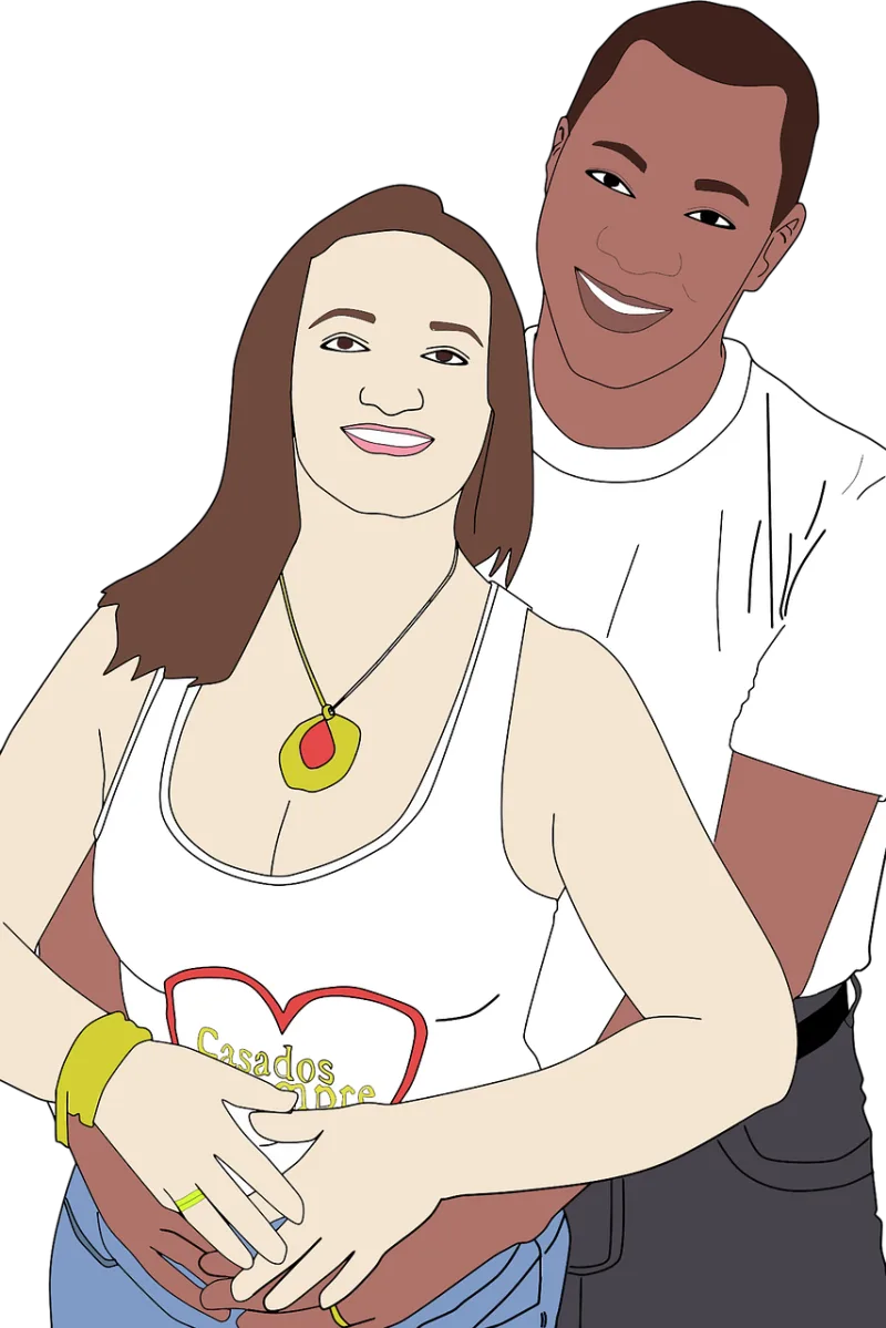 Boy Couple Drawing Stickdatei – Herzen & Liebe