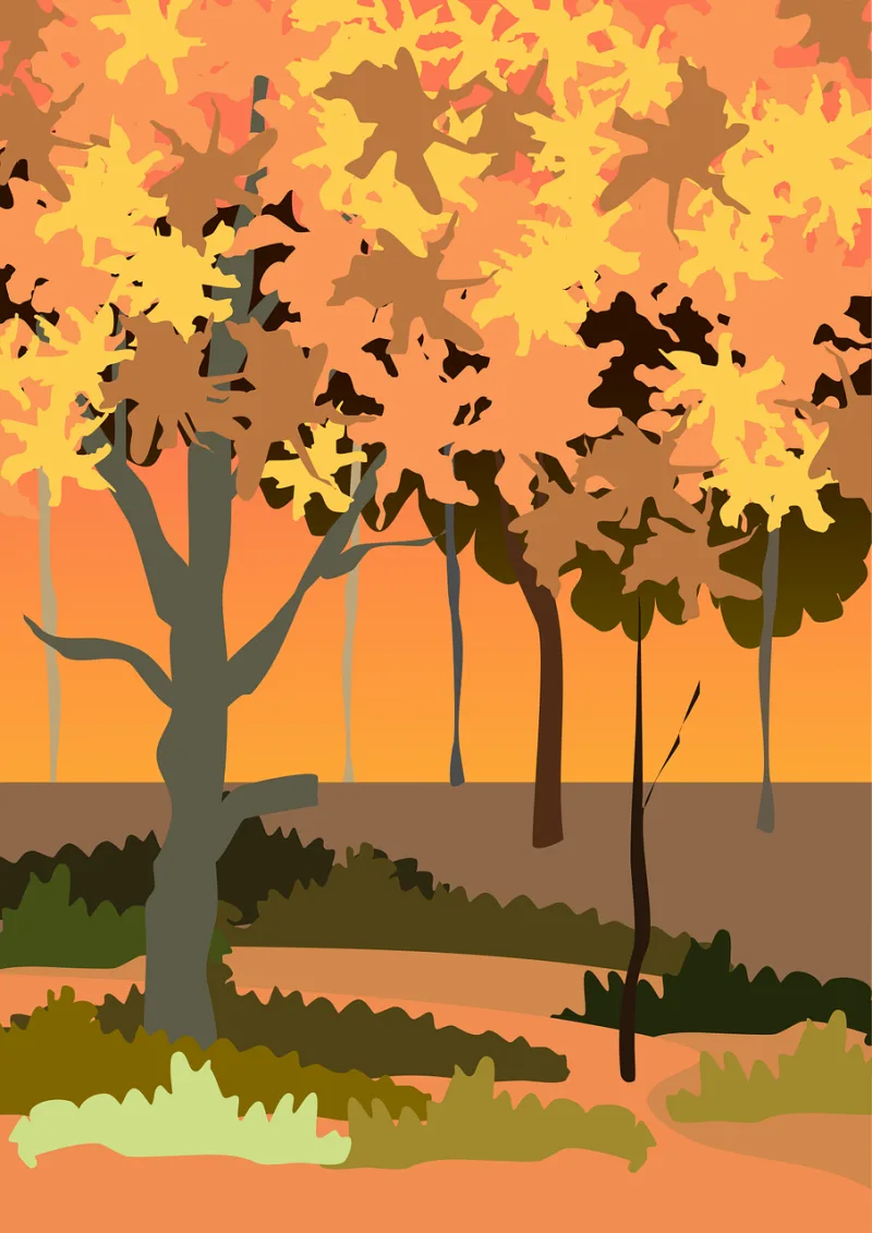 Autumn Leaves Orange Stickdatei – Natur