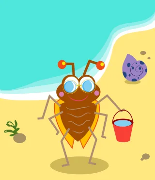 Anthropomorphic Beach Bug Stickdatei