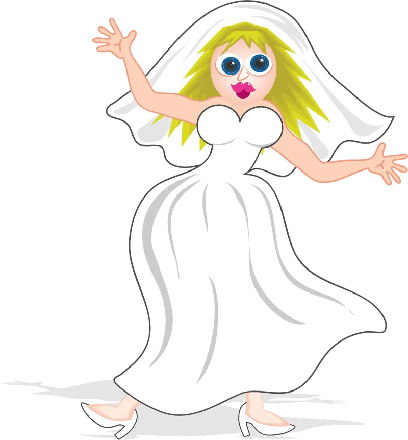 Bride Cartoon Dress Stickdatei – Herzen & Liebe