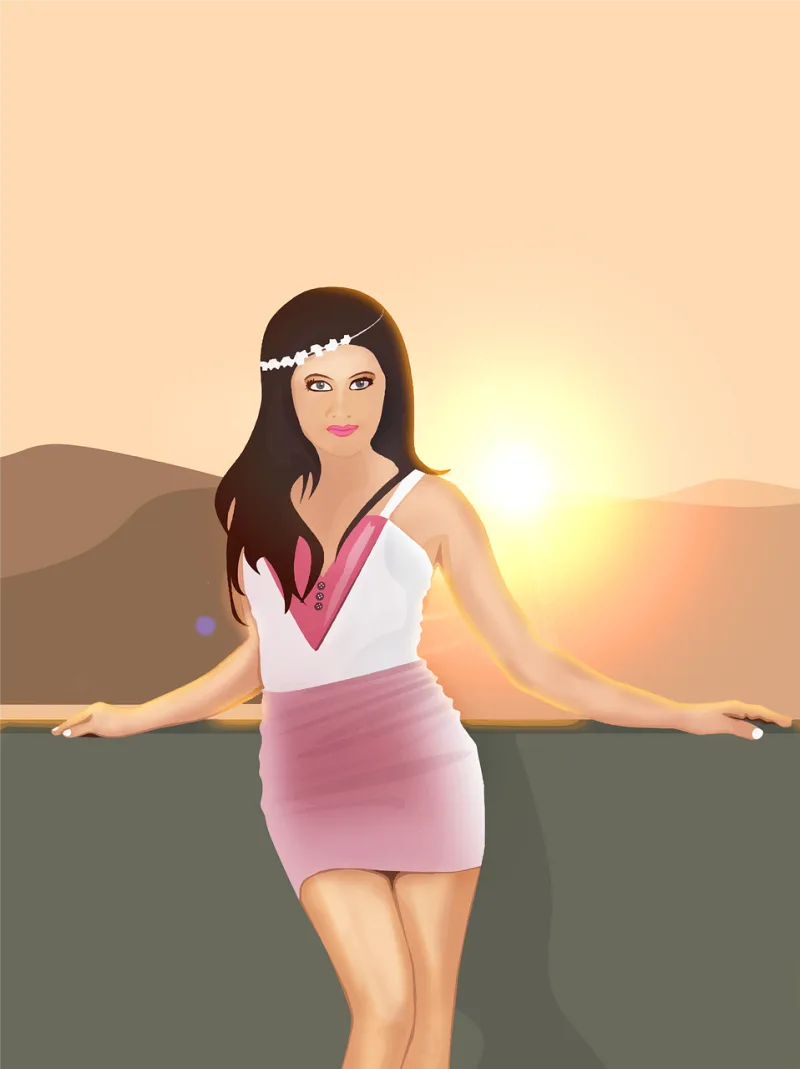 Female Girl Landscape Stickdatei – Natur