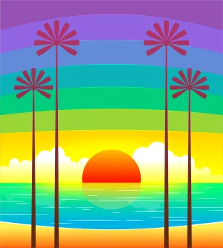 Colorful Nature Palm trees Stickdatei
