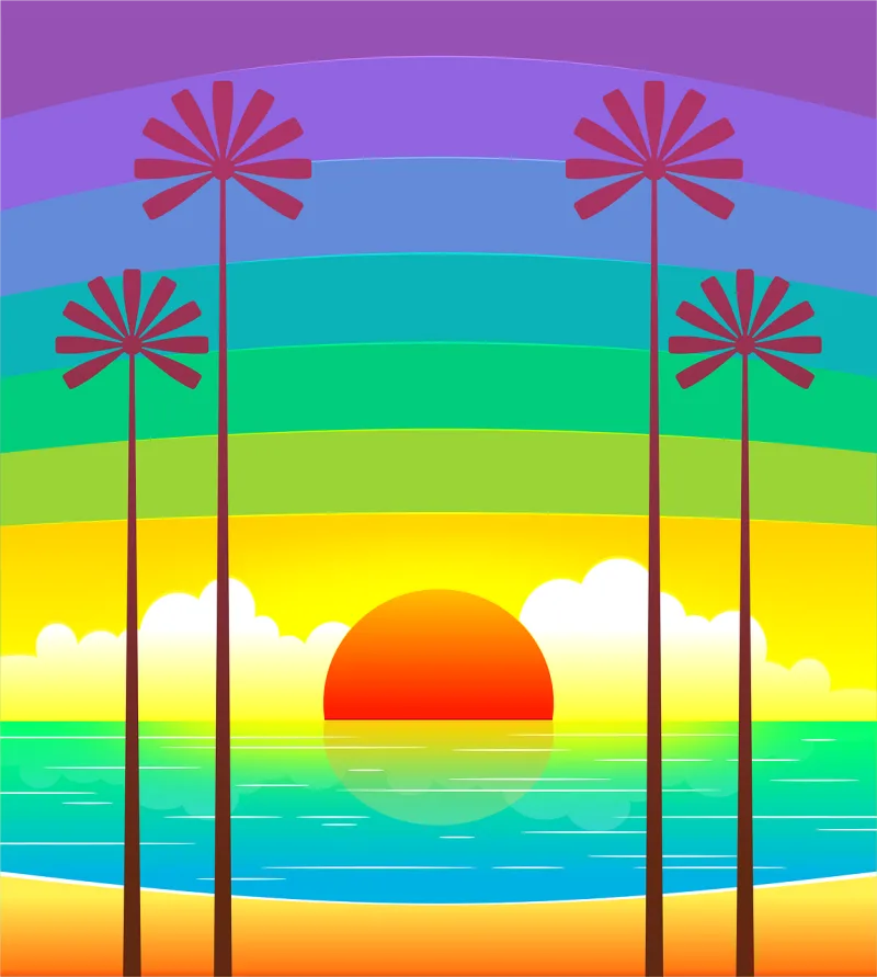 Colorful Nature Palm trees Stickdatei – Natur
