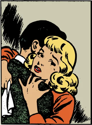Comics Couple Hug Stickdatei – Herzen & Liebe