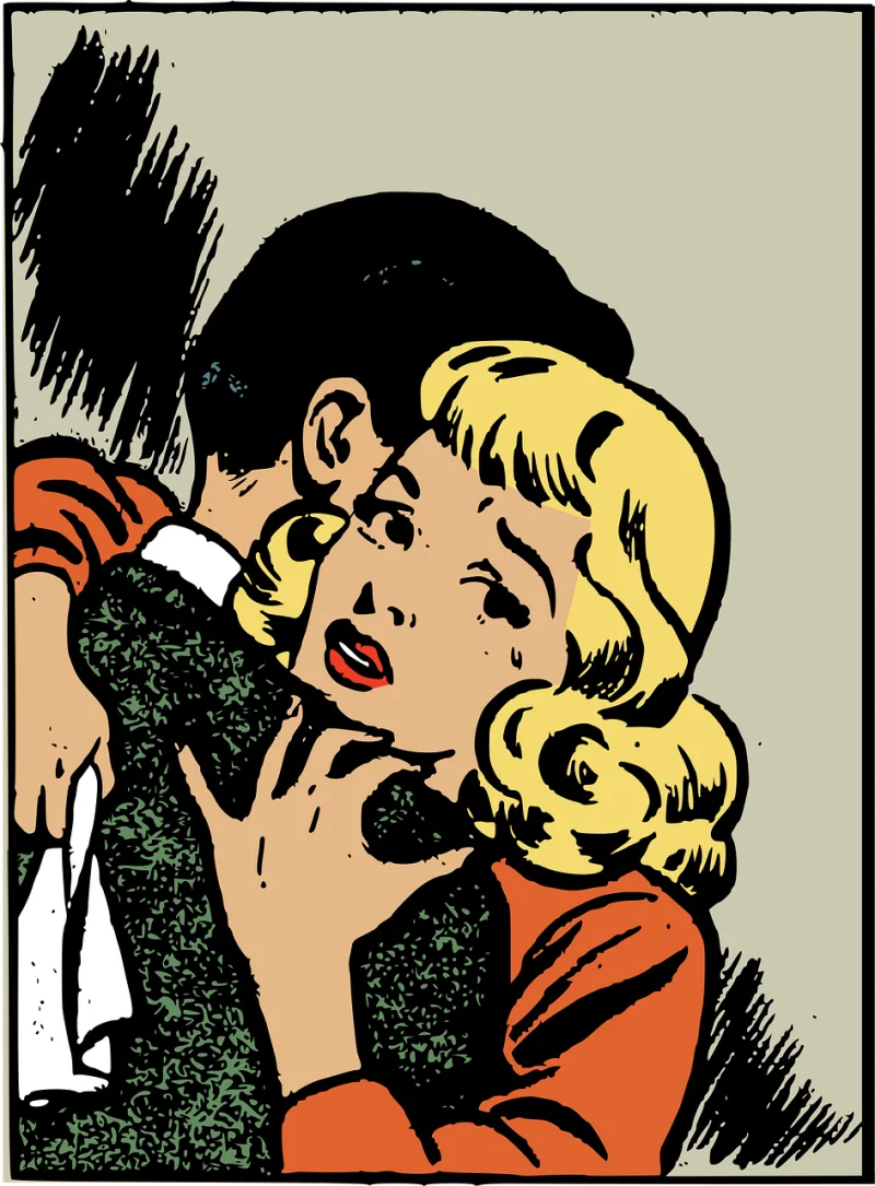 Comics Couple Hug Stickdatei – Herzen & Liebe