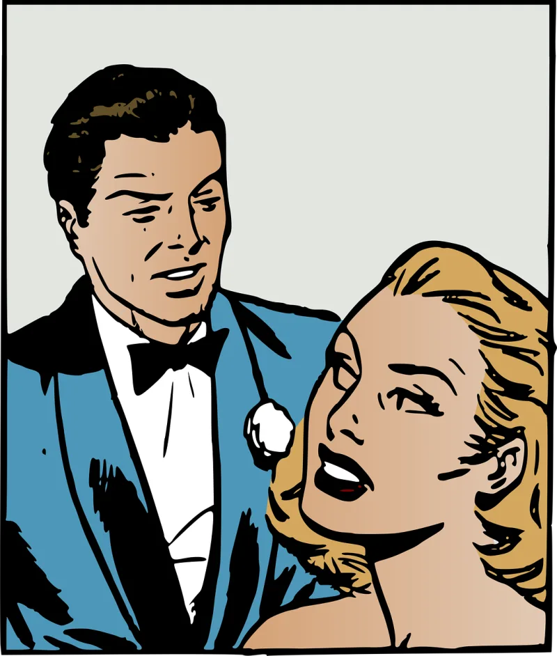 Comics Couple Man Stickdatei – Herzen & Liebe