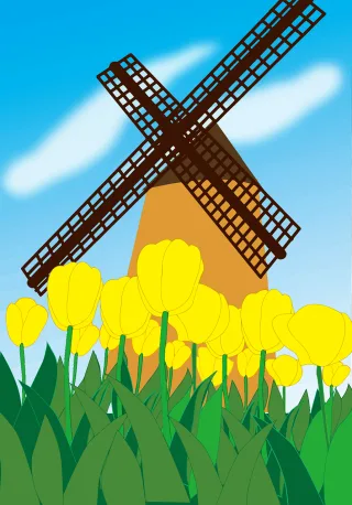 Floral Landscape Scene Stickdatei
