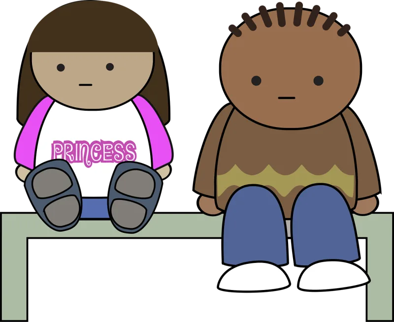 Bench Boy Cartoon Stickdatei – Kinder
