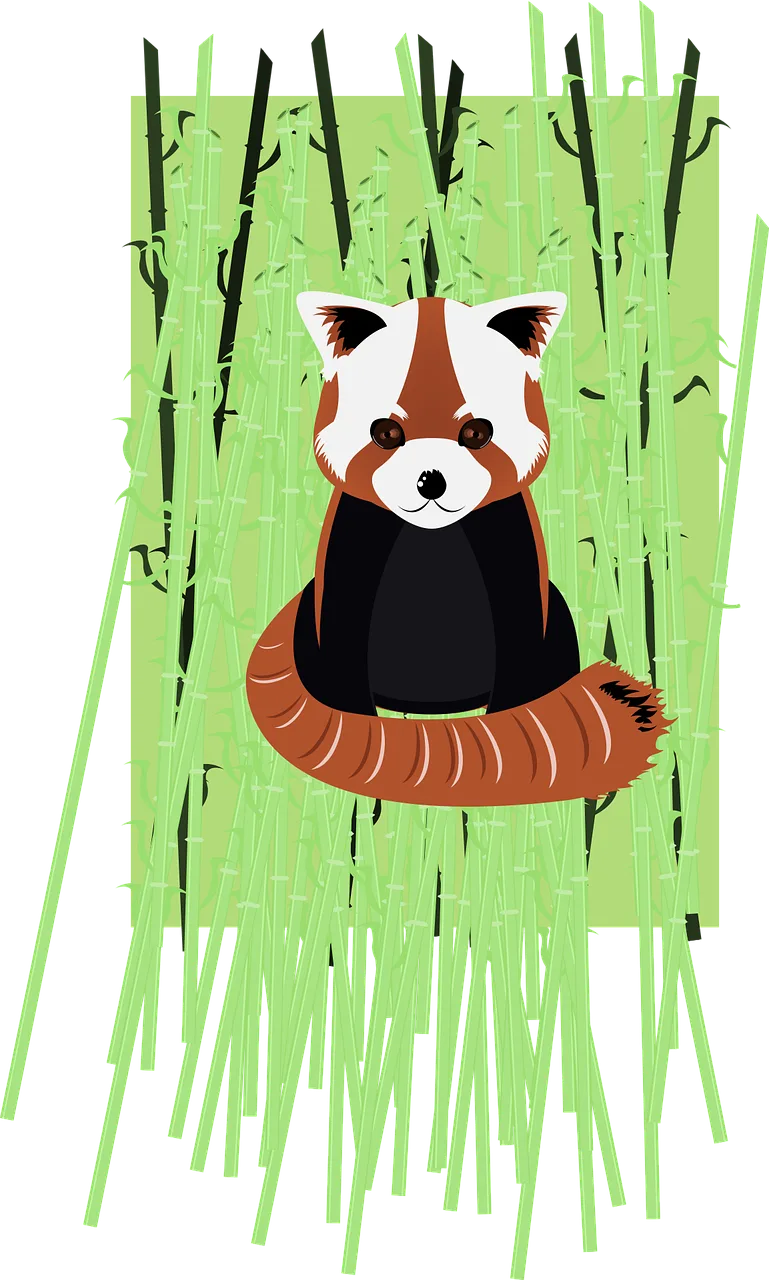 Red panda Bamboo Vector Stickdatei – Tiere