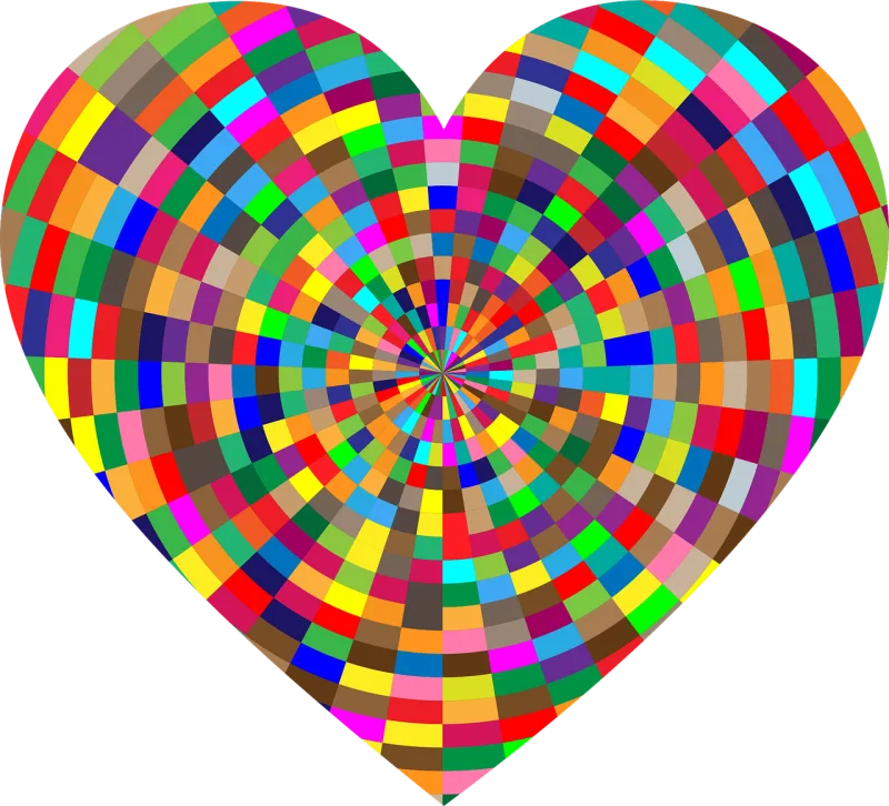 Colorful Chromatic Psychedelic Stickdatei – Herzen & Liebe