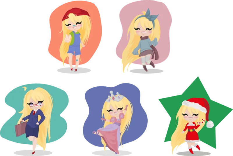 Chibi Girl Cartoon Stickdatei – Kinder