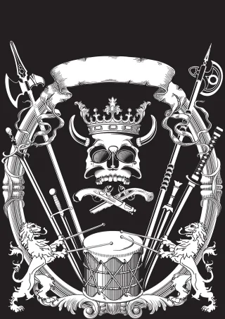 Drawing Heraldry Scull Stickdatei